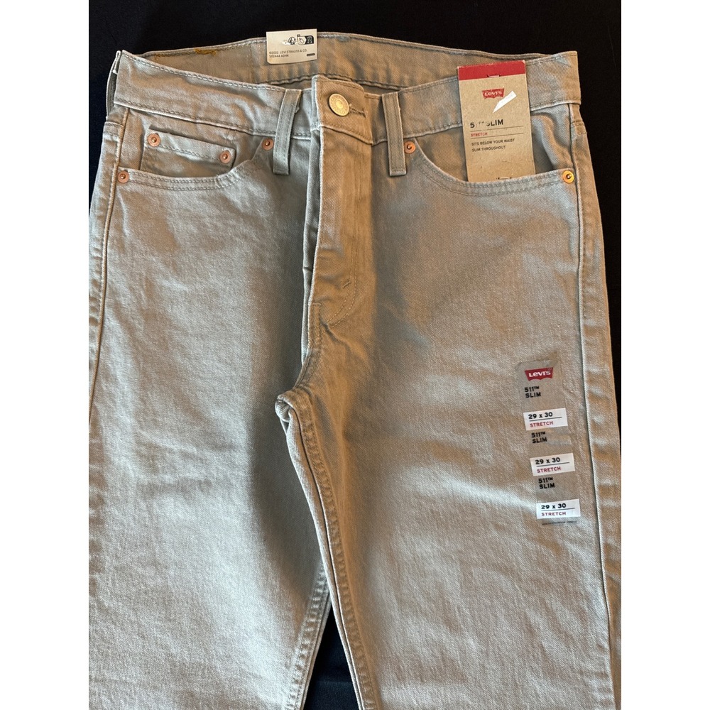 Levis 511 Slim Fit Mens Jeans 29x30 Khaki Grey Stretch Denim 045115878 NWT - Picture 5 of 15